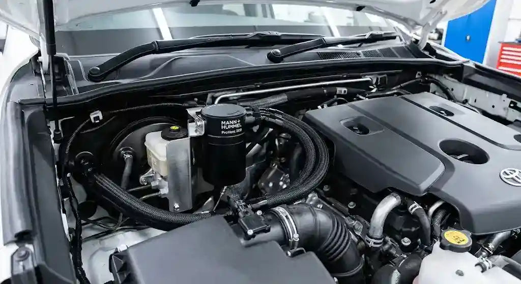 ProVent 200 Catch Can Kit installed in Toyota Hilux N80 1GD engine bay