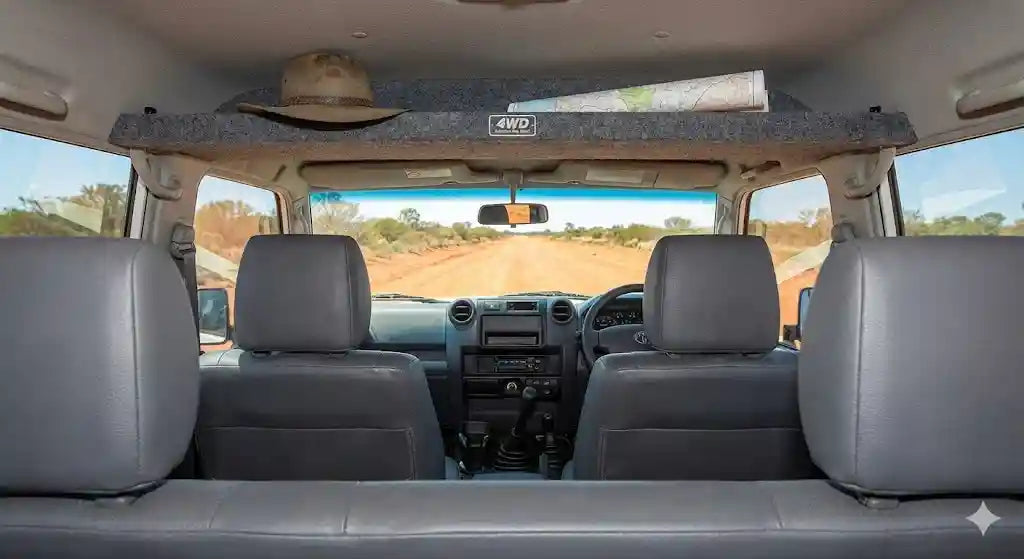4WD Interiors overhead shelf fitted inside a 70 Series LandCruiser cab