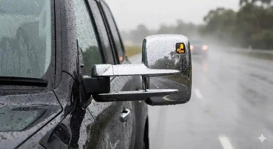 MSA 4x4 chrome towing mirrors fitted to a 200 Series LandCruiser Sahara