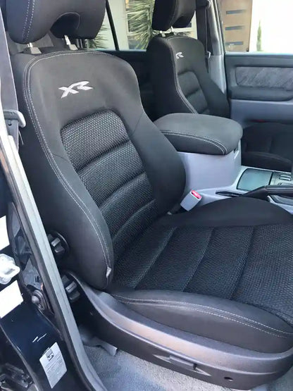 Car interior with black XR branded seats