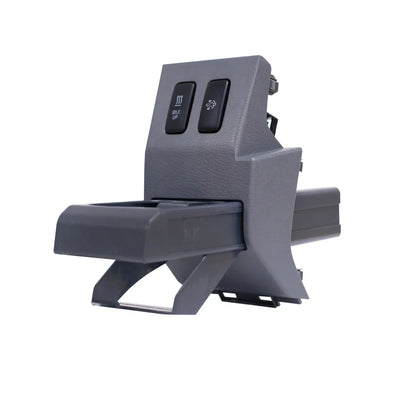 slide out cupholder with two switches on a white background