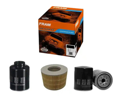 Fram 4WD filter kit with packaging and filters on a white background