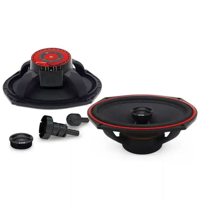 2-Way 6x9 Speakers with red accents on a white background