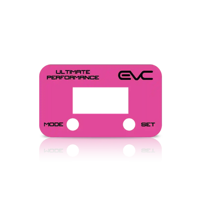 Pink faceplate with 'EVC' branding on a white background