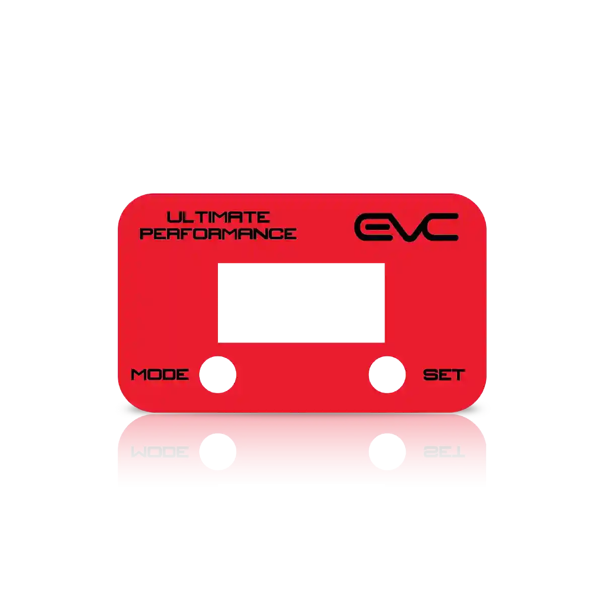 Red EVC performance Faceplate with text on a white background