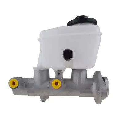 Brake master cylinder with a white reservoir on a white background
