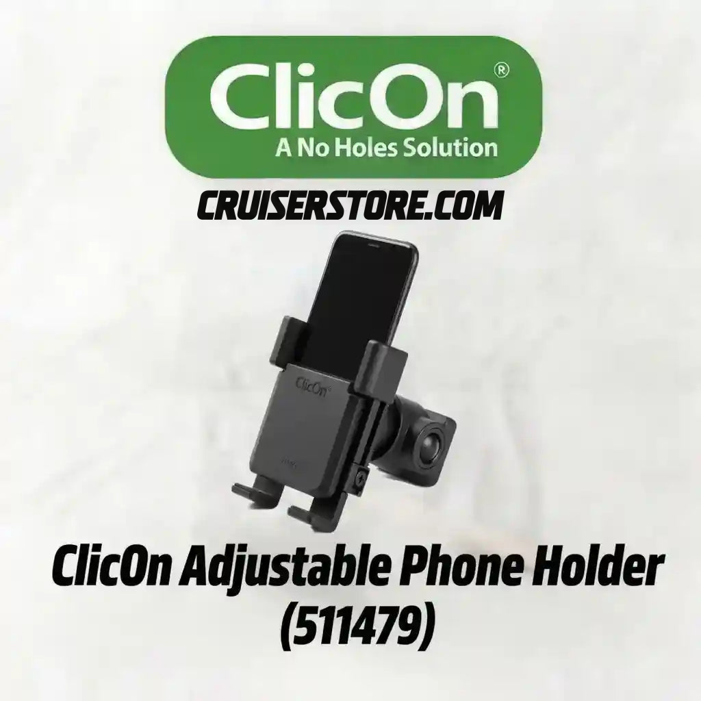 ClicOn adjustable phone holder with visible branding on a white background