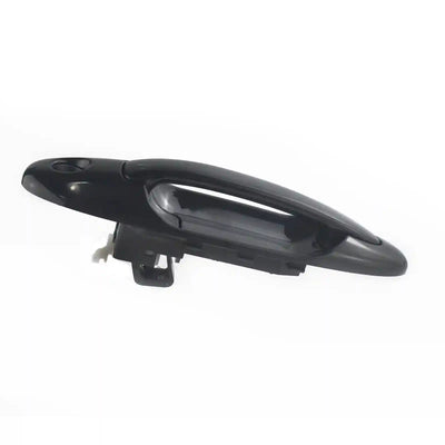 Black car door handle on a white background