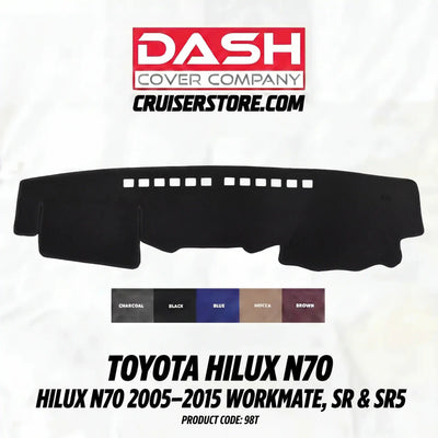 Dash Cover Company dash mat for Toyota Hilux N70 (2005-2015) on a white background