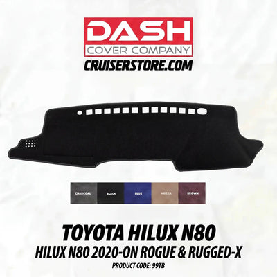 Dash Cover Company dash mat for Toyota Hilux N80 Rogue and Rugged-X on a white background