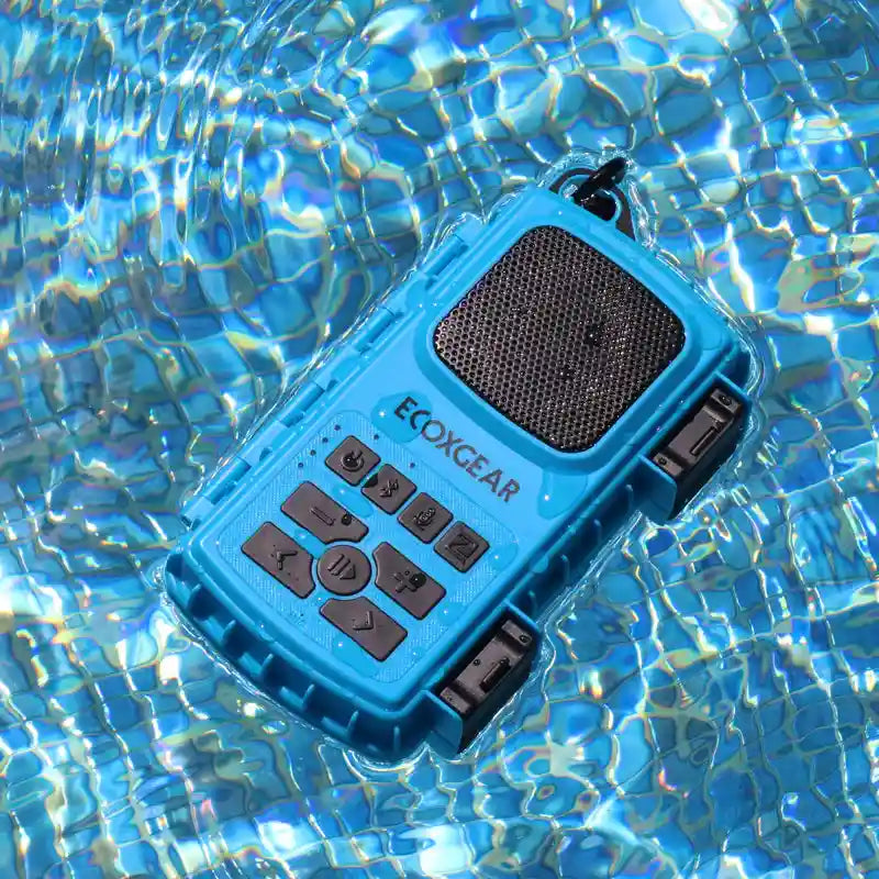 Blue ECOXGEAR device on water