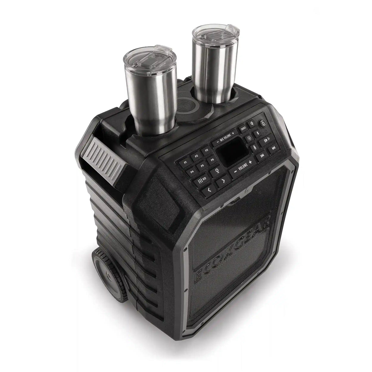 black portable speaker