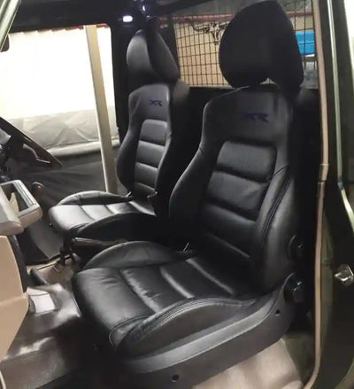 Installed Black leather seats with 'XR' logo using Seat Adapter Kit