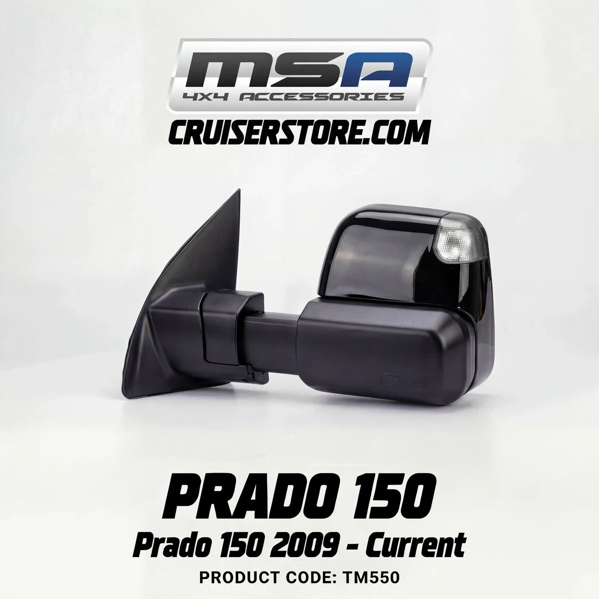 MSA-4x4-Power-Fold-Towing-Mirrors-suitable-for-Prado-150-2009-Current-Black-Electric-Indicators-Heated-Power-Fold-TM550