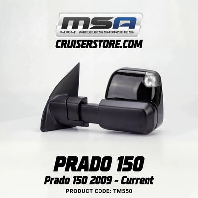 MSA-4x4-Power-Fold-Towing-Mirrors-suitable-for-Prado-150-2009-Current-Black-Electric-Indicators-Heated-Power-Fold-TM550