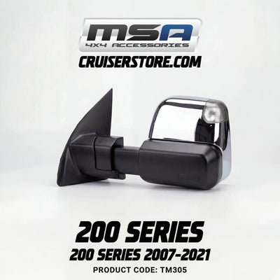 MSA-4x4-Towing-Mirrors-suitable-for-Landcruiser-200-Series-2007-2021-Chrome-Electric-Indicators-Heated-BSM-TM305