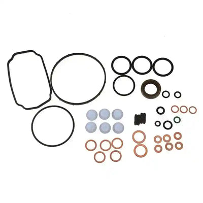 Set of gaskets and seals on a white background