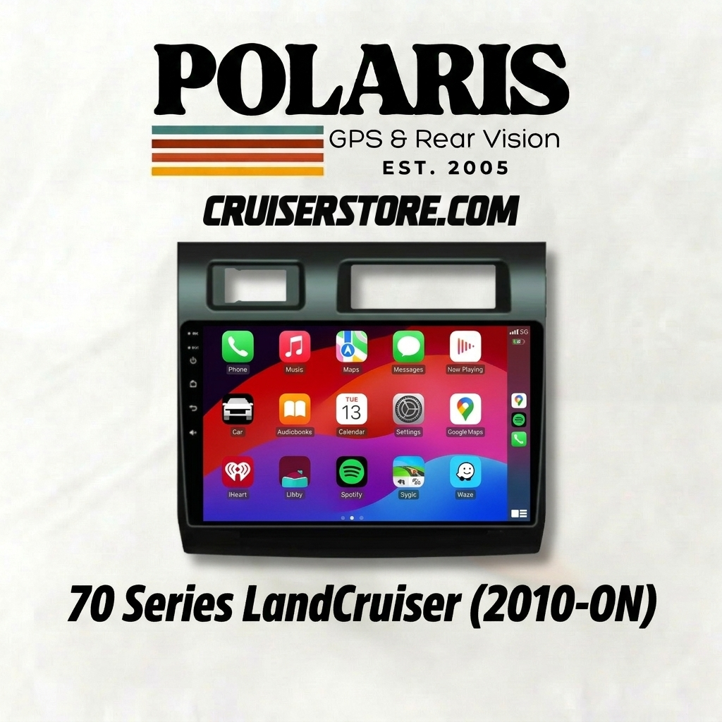 Polaris GPS & Rear Vision system for 70 Series LandCruiser on a white background