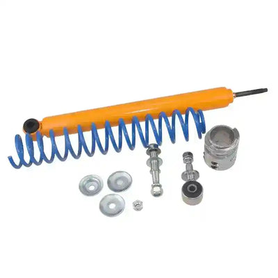 Car Steering Damper with springs and metal components on a white background