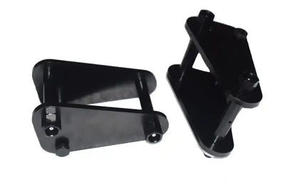 Two black Front Extended Shackles on a white background