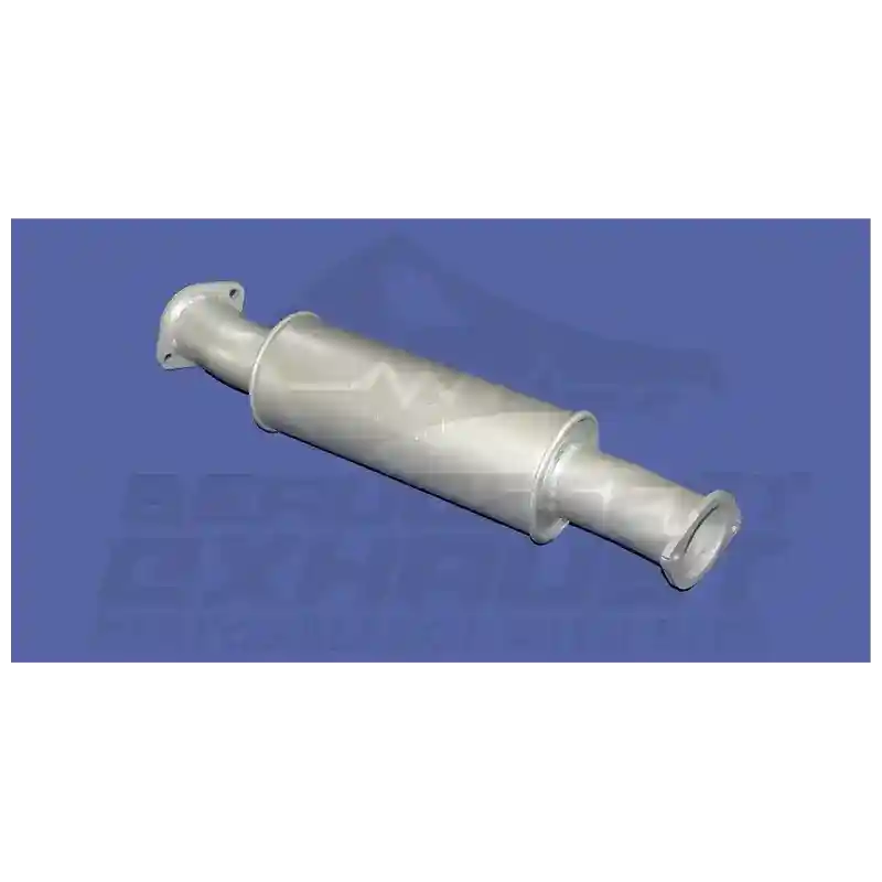 Metallic exhaust pipe on a blue background with 'Beaudesert Exhaust' branding.