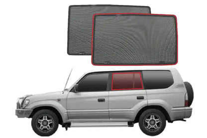 Car with sunshade covers displayed on a white background