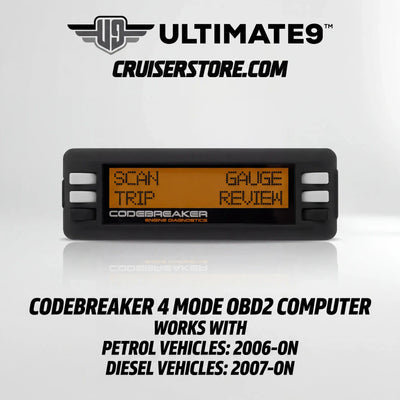 Codebreaker 4 Mode OBD2 computer with Ultimate9 branding on a white background