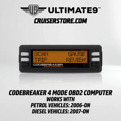 Codebreaker 4 Mode OBD2 computer with Ultimate9 branding on a white background