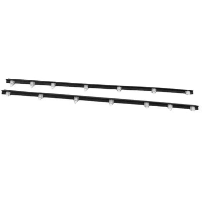 Two black Front Outer Door Weatherstrips  on a white background
