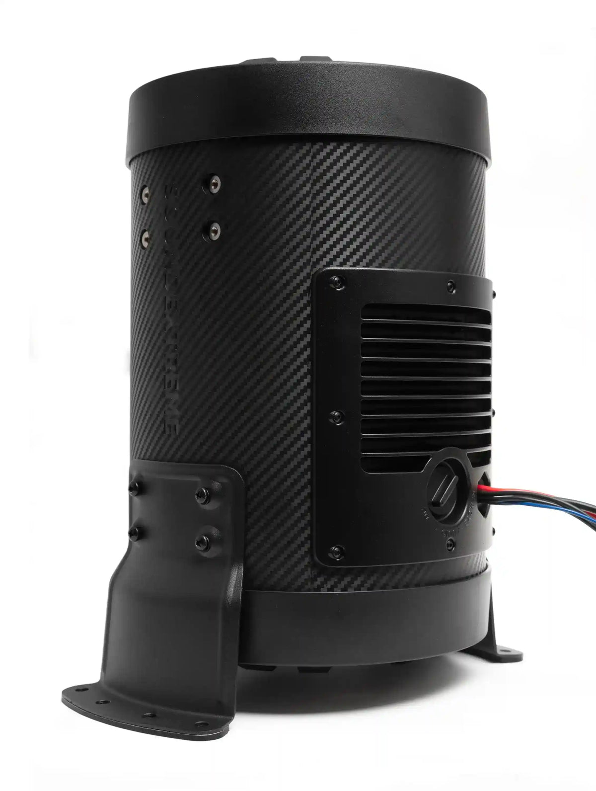 SoundExtreme ES08 SUBWOOFER with carbon fiber texture on a white background