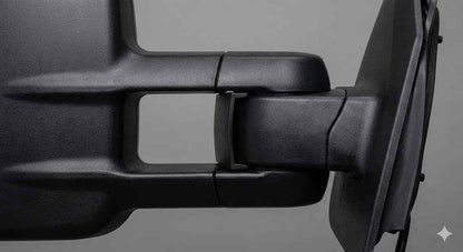 Close up of MSA Power Fold Towing Mirror with the TMA050 infill panel covering the slide rail.