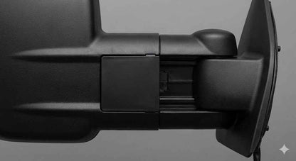 Close up of MSA Towing Mirror arm with black plastic extension infill fitted.