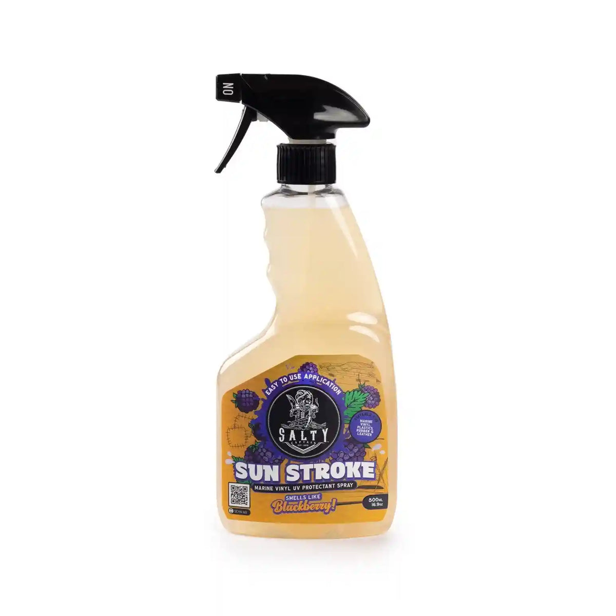 Bottle of Salty Sun Stroke spray on a white background