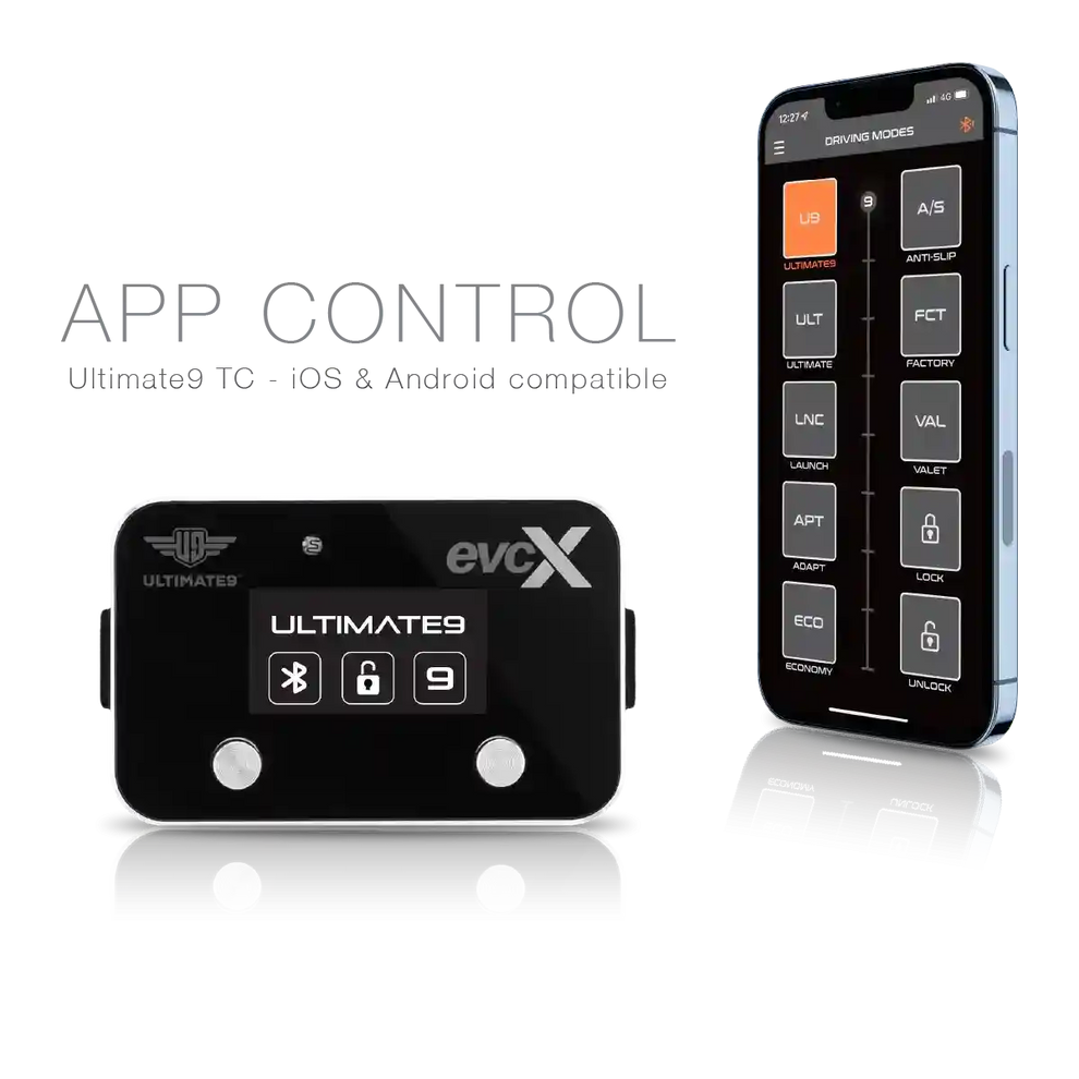 Ultimate9 App Wireless Control Ultimate9 TC App interface showing Lock Mode and Ultimate Mode settings on a smartphone